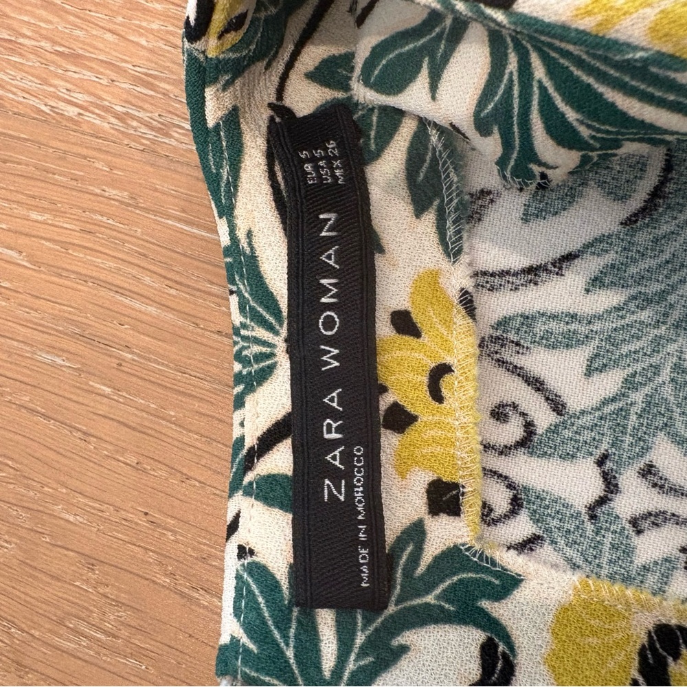 Zara Woman Green and Yellow Patterned mini dress
